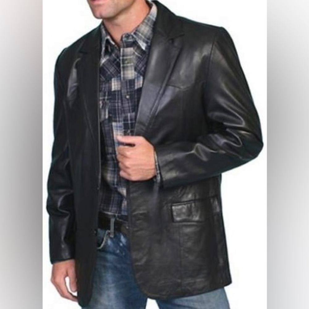 SCULLY MENS LAMBSKIN LEATHER JACKET BLACK SIZE 48 LARGE RICH ITALIAN LEATHER EXC